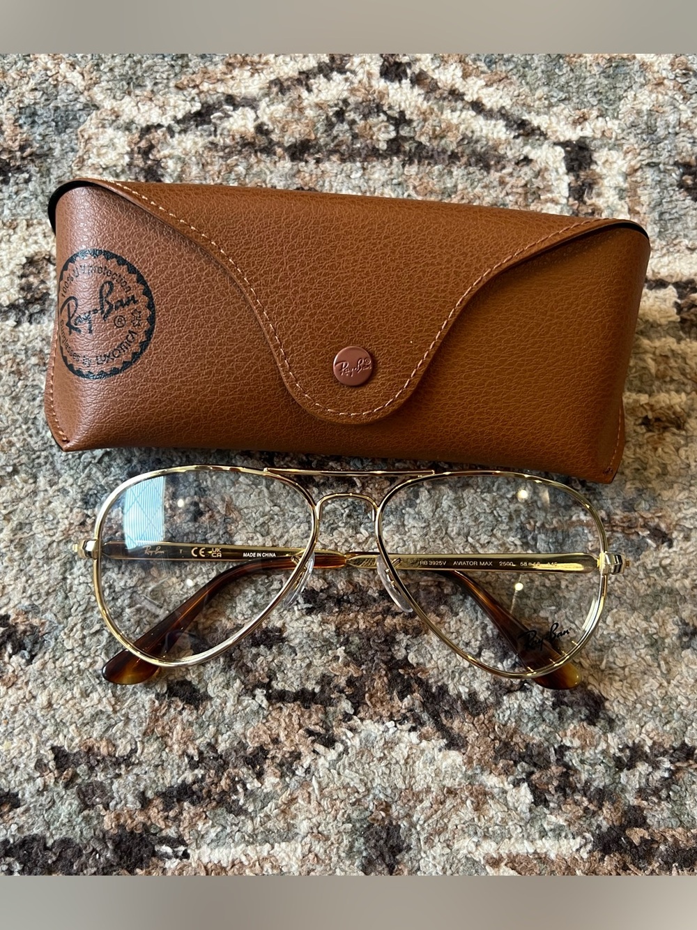 Ray-Ban Gold Aviator Optical Glasses with Brown Temples